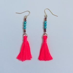 Hot Pink Tassel Earrings